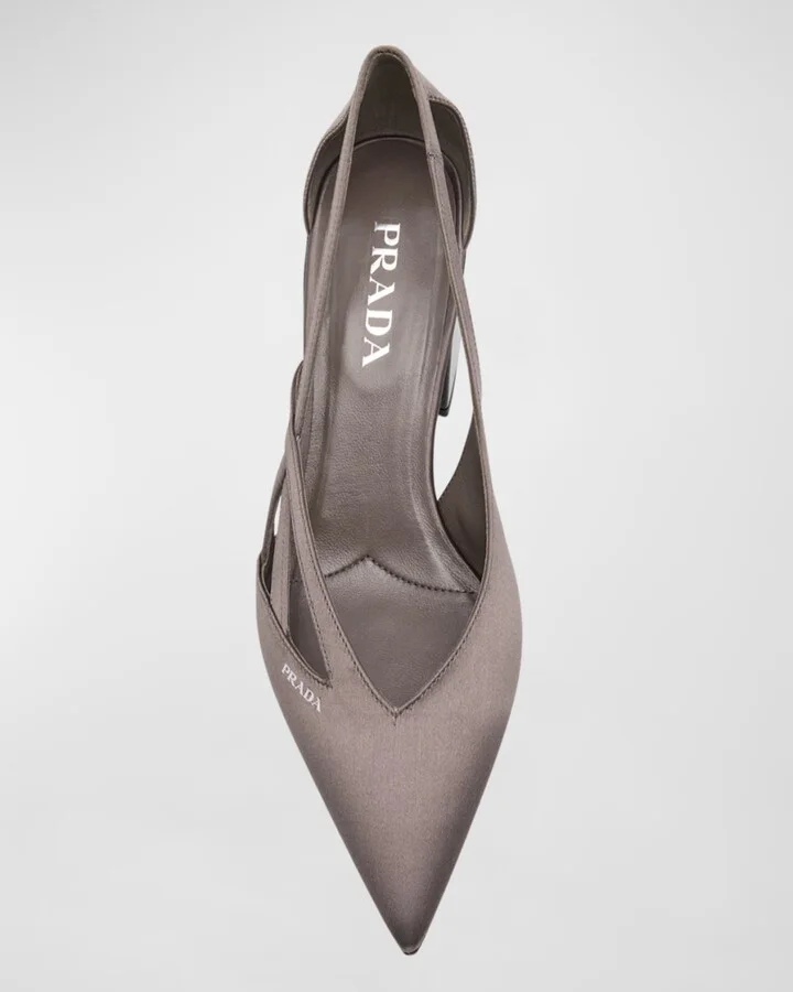 Satin Cutout Block-Heel Pumps - Image 2