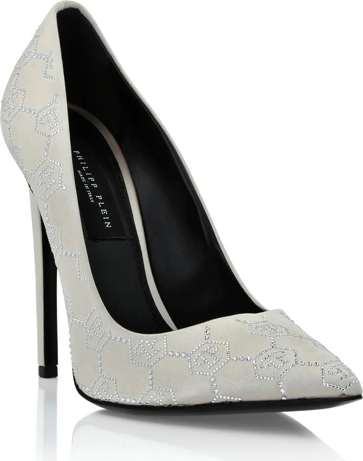 Satin Decollete Hi-Heels Monogram Strass