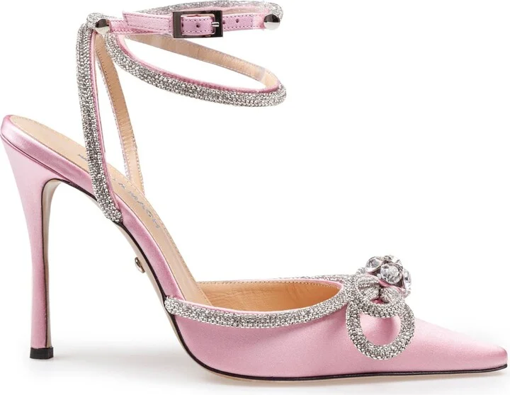 Satin Double Decollete With Rhinestone Bow