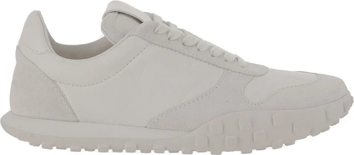Satin-Effect Nylon Sneakers With Suede Trim And Rubber Sole