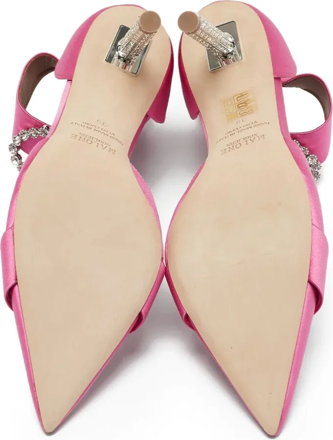 Satin Embellished Pointed-Toe Heels - Image 4