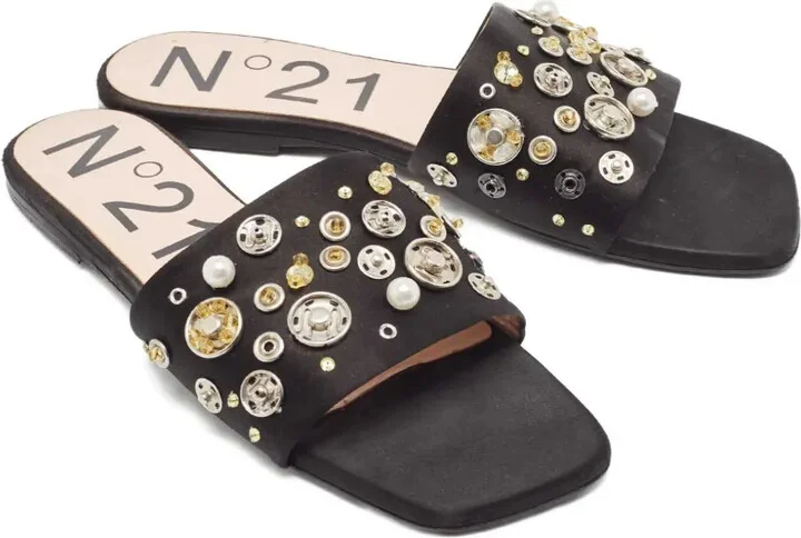 Satin Embellished Sandals - Image 2