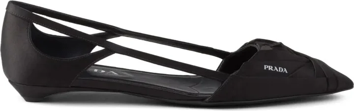 Satin-Finish Cut-Out Ballerina Shoes