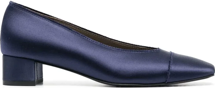 Satin-Finish Low-Heeled Pumps