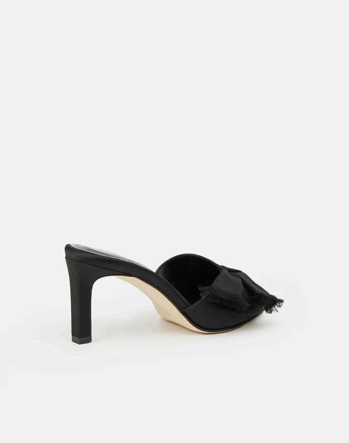 Satin Frayed Heeled Mule - Image 3