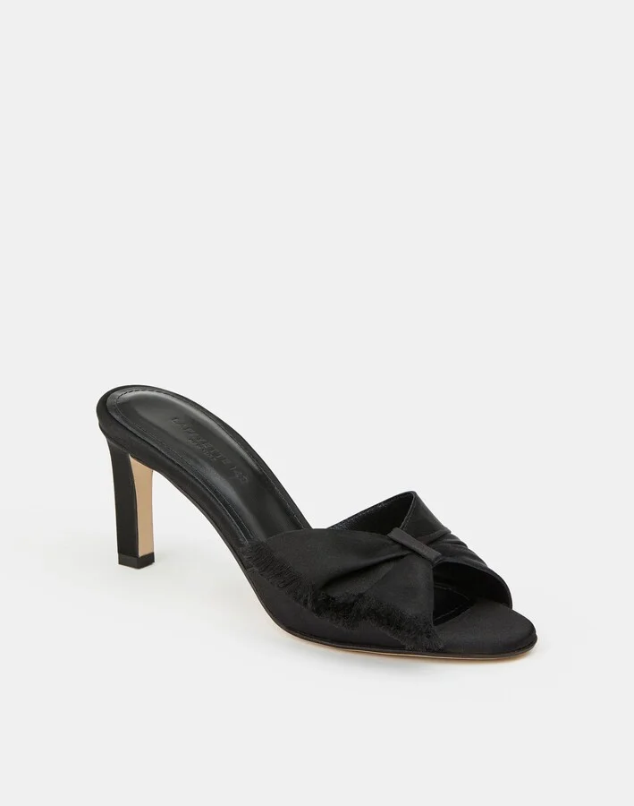 Satin Frayed Heeled Mule - Image 4