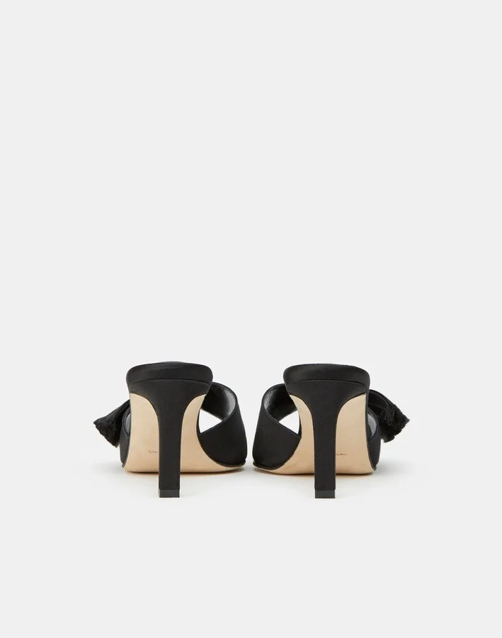 Satin Frayed Heeled Mule - Image 6