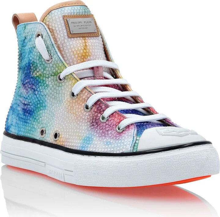 Satin Hi-Top Sneakers Tie dye