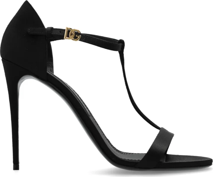 Satin High Heel Sandals, , - Black