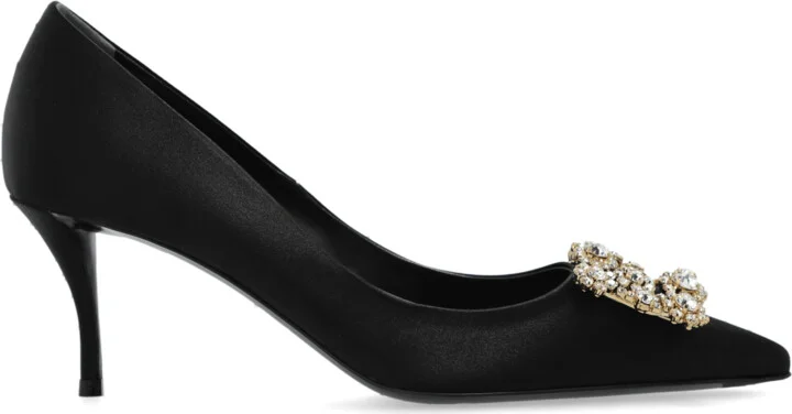 Satin High Heels ‘Efflorescence’, , - Black