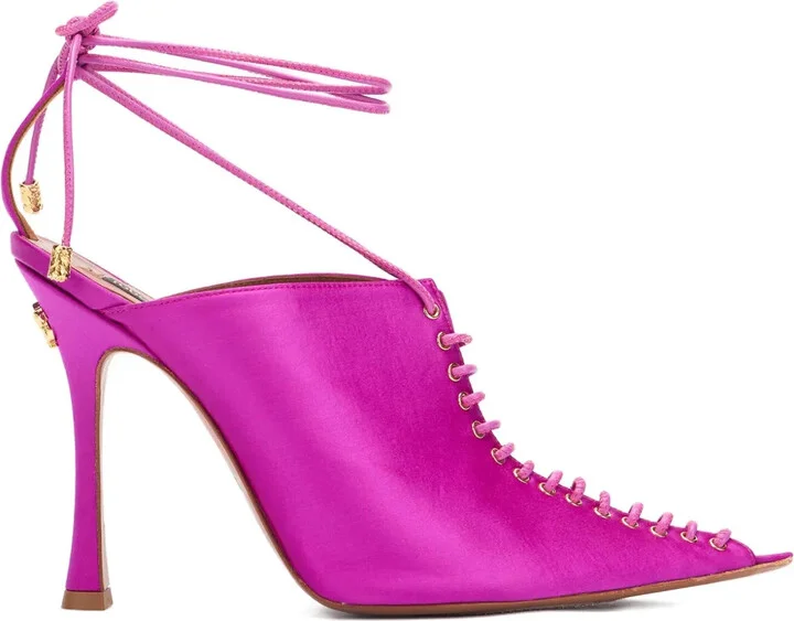 Satin Lace-Up Pumps