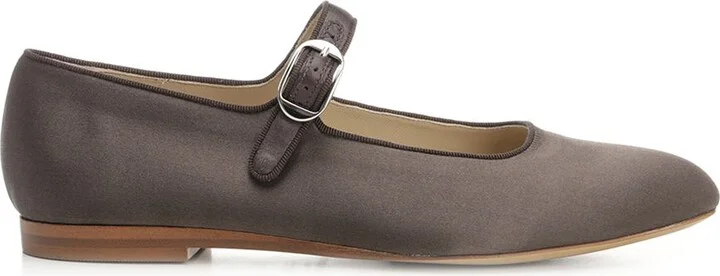 Satin Mary Jane Scarpe Basse Brown