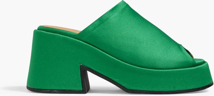 Satin platform mules