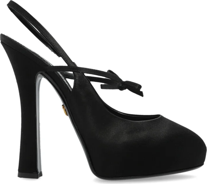 Satin Platform Shoes, , - Black