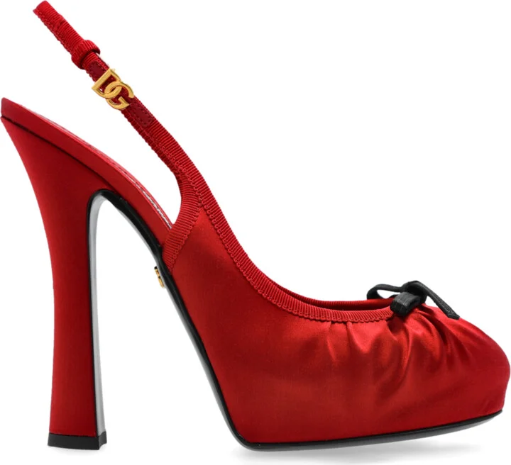Satin Platform Shoes, , - Red