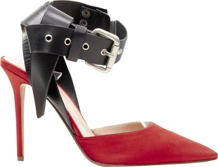 Satin Punk Ankle Strap Pump