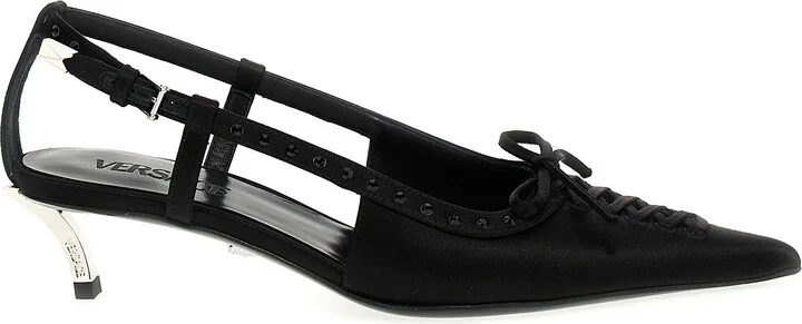 Satin Rhinestone Slingback Pumps
