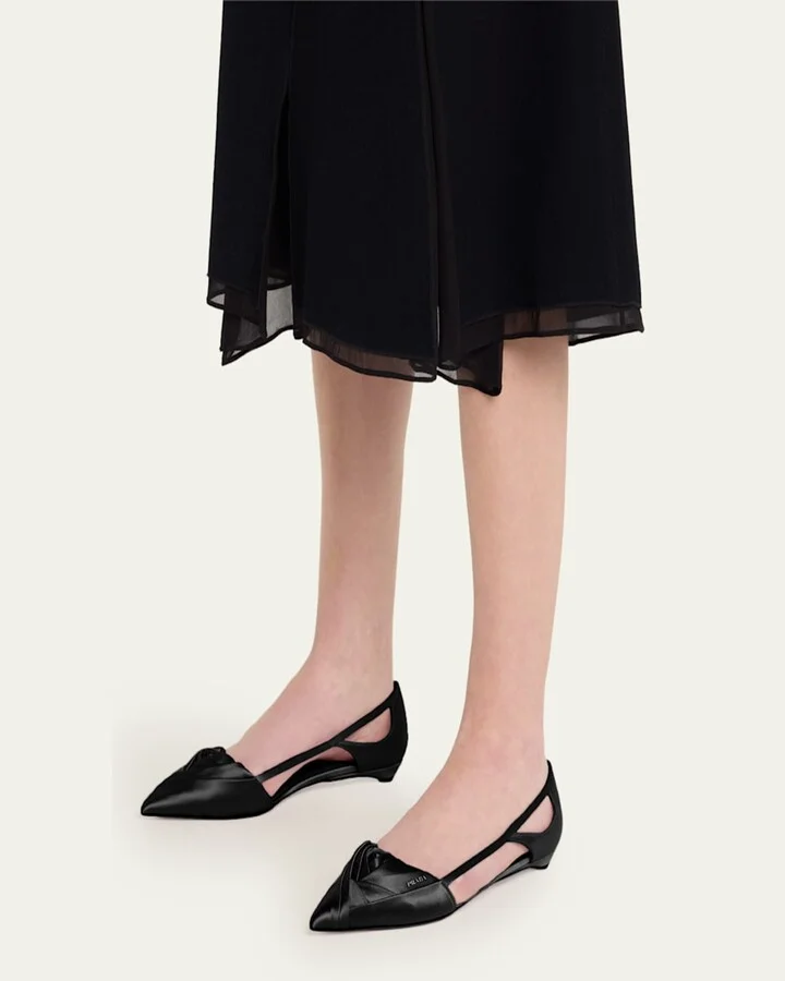 Satin Rose Cutout Ballerina Flats - Image 2