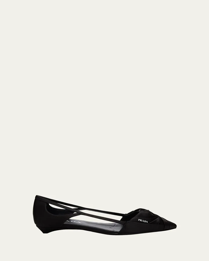 Satin Rose Cutout Ballerina Flats