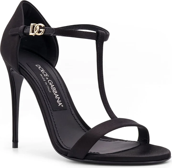 Satin Sandals With Metal Monogram - Image 2