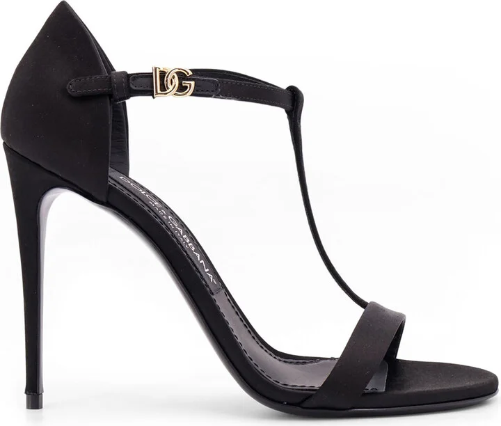 Satin Sandals With Metal Monogram