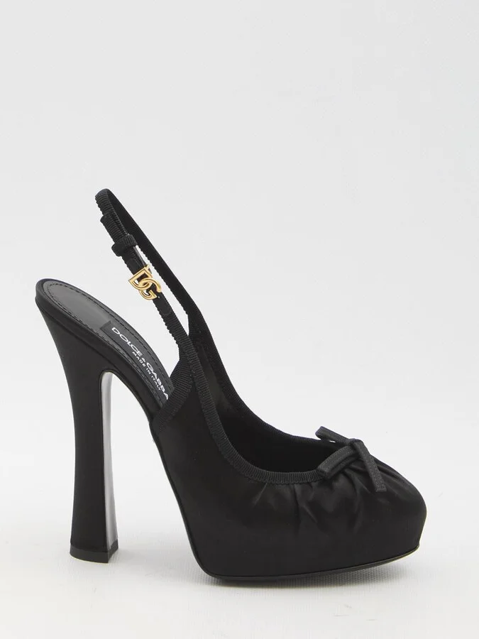 Satin Slingback Platform Shoes