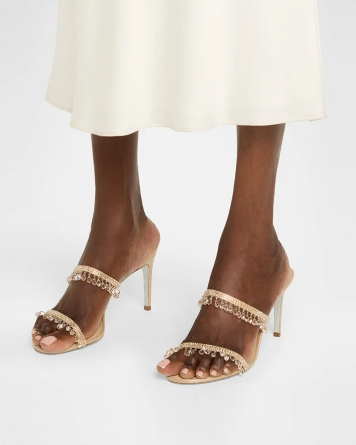 Satin Strass Chandelier Dual-Band Sandals - Image 2