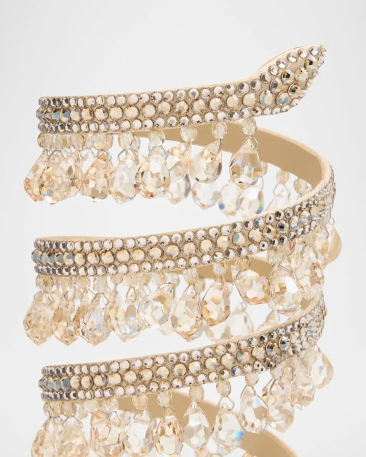 Satin Strass Chandelier Snake Wrap Sandals - Image 2