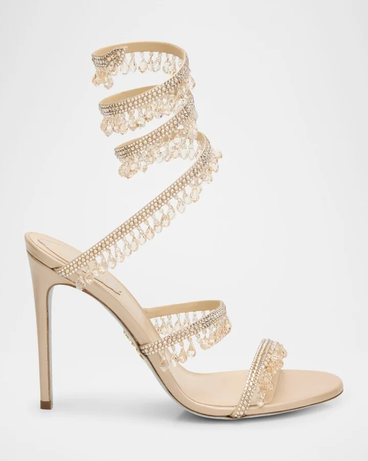 Satin Strass Chandelier Snake Wrap Sandals