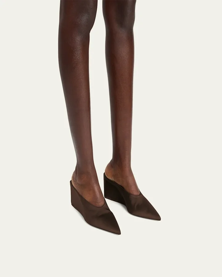 Satin Wedge Mules - Image 7