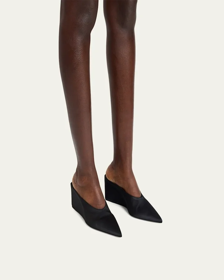Satin Wedge Mules - Image 9