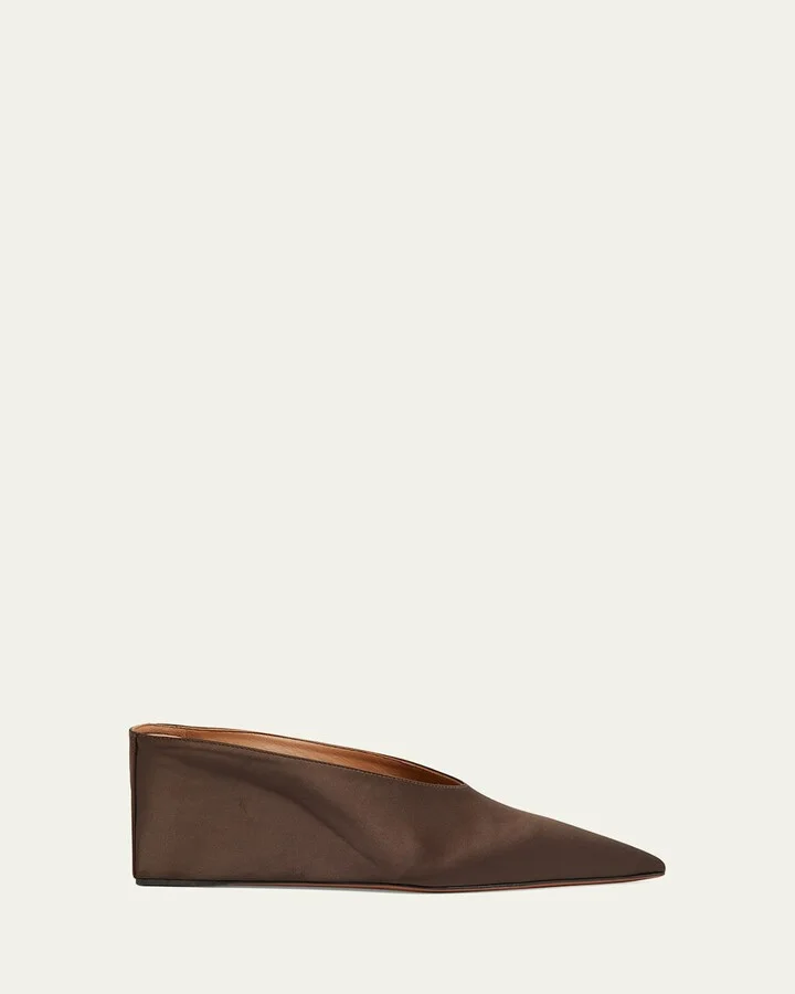 Satin Wedge Mules