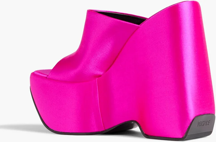 Satin wedge platform mules - Image 3