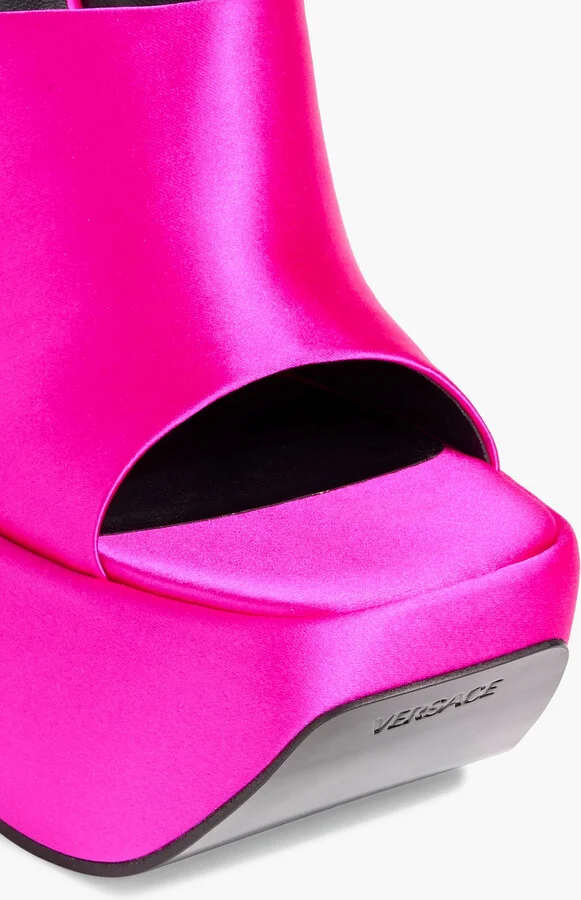 Satin wedge platform mules - Image 4