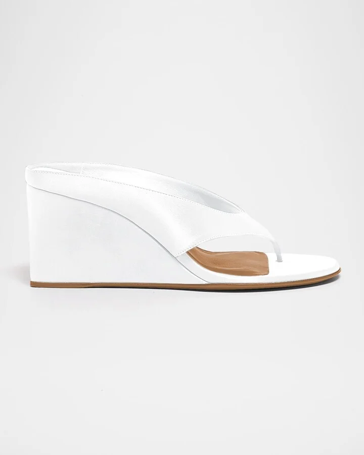 Satin Wedge Thong Mules
