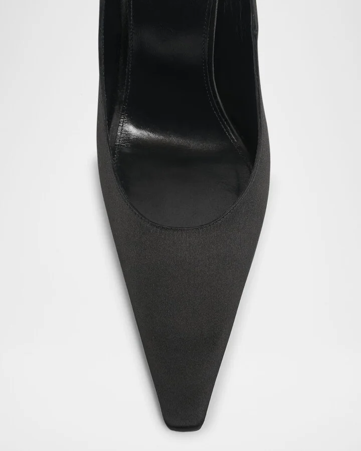 Satin YSL Ankle-Chain Pumps - Image 2