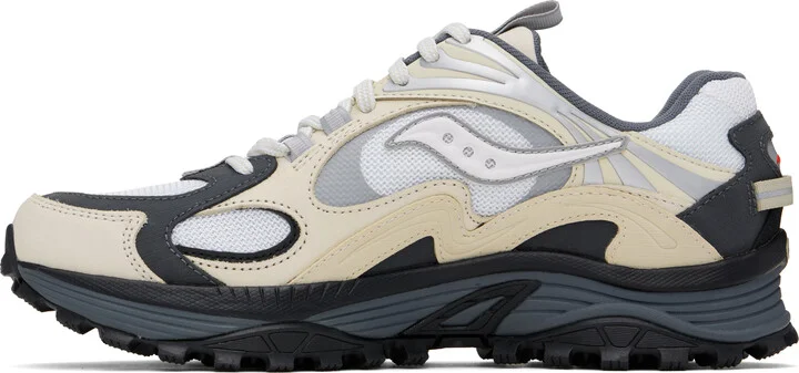 Saucony Beige & White Grid Aura X Sneakers - Image 3