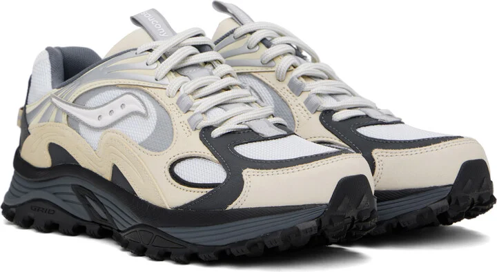 Saucony Beige & White Grid Aura X Sneakers - Image 4