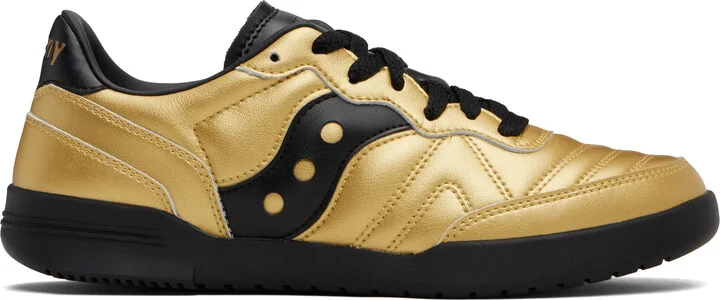 Saucony Gold & Black 586i Leather Sneakers