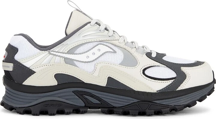 Saucony Grid Aura X in White & Silver in White