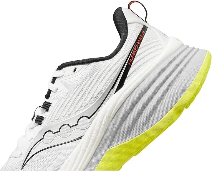 Saucony Hurricane 24 Men's Running Shoes White/Black : 8 D - Medium, Textile - Image 4