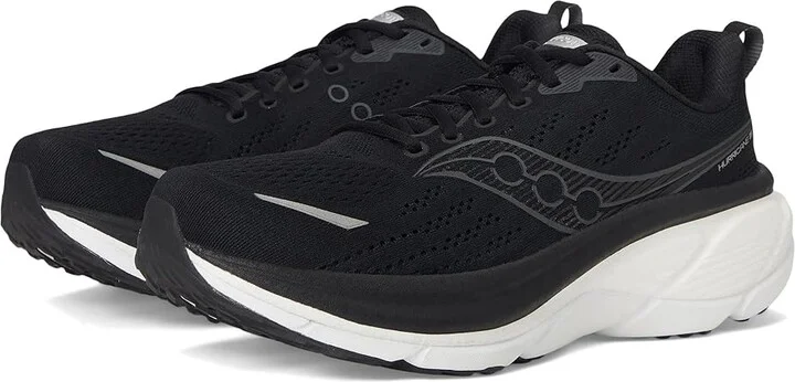 Saucony Hurricane 25 Men's Running Shoes Black/White : 8 EE - Wide, Leather