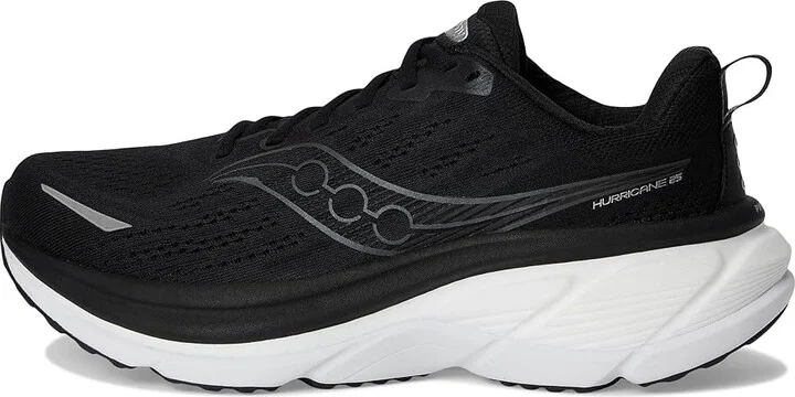 Saucony Hurricane 25 Women's Running Shoes Black/White : 6 D - Wide, Leather - Image 6
