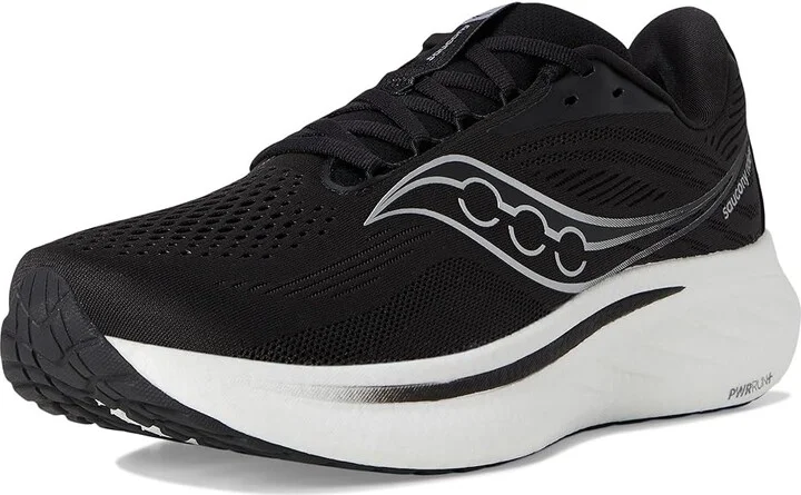 Saucony Ride 18 Men's Running Shoes Black/White : 12 EE - Wide, Leather - Image 5