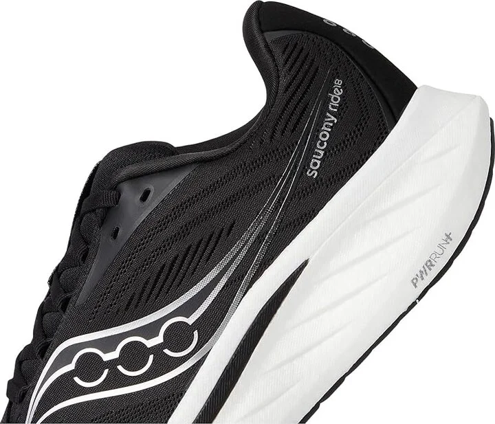 Saucony Ride 18 Men's Running Shoes Black/White : 12 EE - Wide, Leather - Image 7