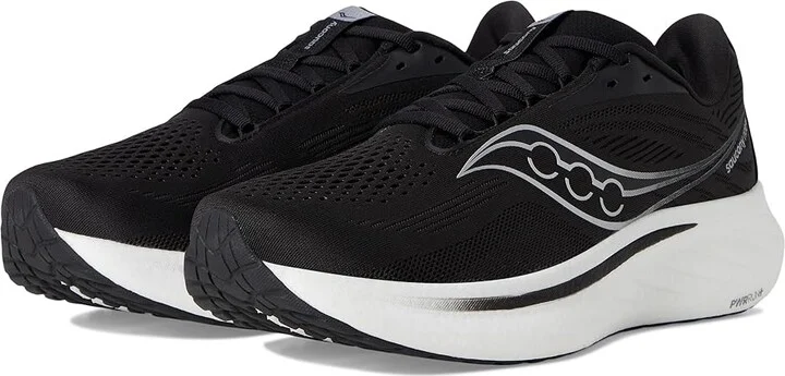 Saucony Ride 18 Men's Running Shoes Black/White : 12 EE - Wide, Leather