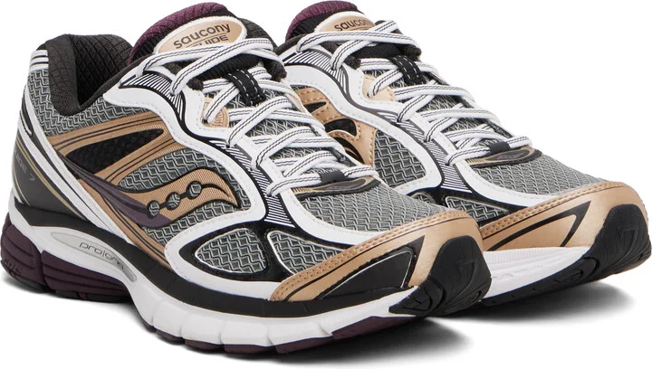 Saucony White & Gray ProGrid Guide 7 Sneakers - Image 4