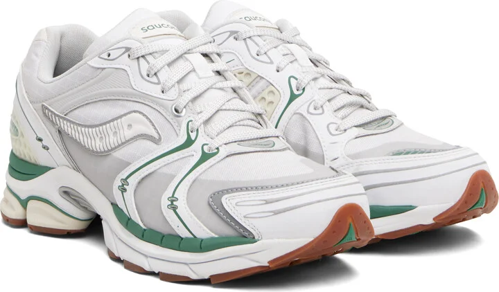 Saucony White & Green ProGrid Triumph 4 Sneakers - Image 4