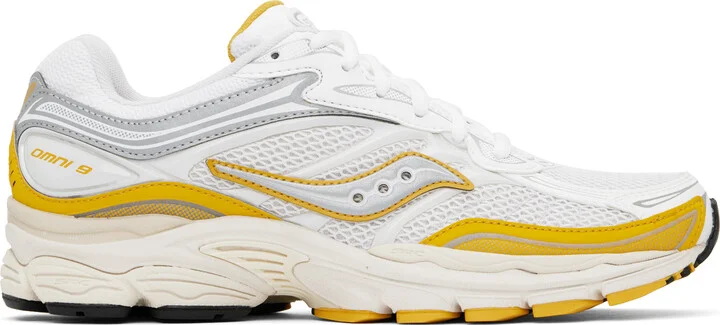 Saucony White & Yellow ProGrid Omni 9 TMY Sneakers