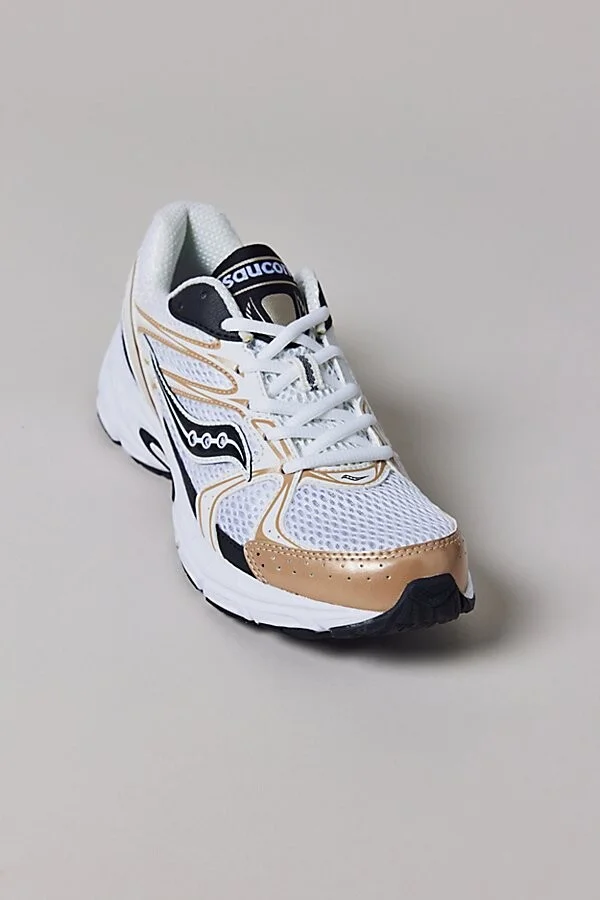 Saucony Women's Ride Millenium Sneaker in Wht/Gold/Black - Image 3